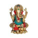 Brass Sitting Lord Ganesha Idol/Statue for Pooja/Home/OfficeDecor