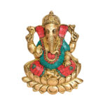 Ganesha Idol Turquoise Brass Success Vinayak Idol Statue