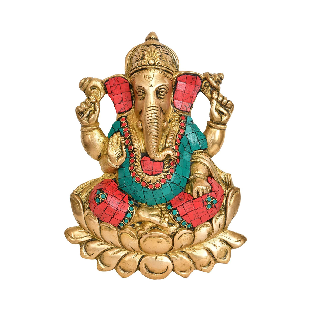 Ganesha Idol Turquoise Brass Success Vinayak Idol Statue