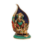 Brass Statue God Ganesha Stone Conch Ganesha Decorative Purpose