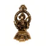 Brass Lord Ganpati Statue With Aureole For Pooja Room/Showpiece