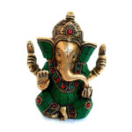 Brass Lord Ganesha Idol Multicolor For Pooja