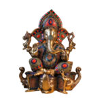 Brass Ganesha Statue With Stone Work For Pooja/Home/Office Decorations