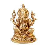 Brass Ganesha Statue Sitting Idol for Home Decor Showpiece for Gift