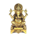 Ganesha Showpiece Carved in Metal Antique Golden Finish by Handicrafts