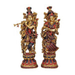 TAAJOO Brass Pair of Big Size Radha Krishna Idol for Home Office Decor Temple Mandir Decoration