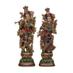 TAAJOO Brass Radha Krishna Statue Large A Pair of Inlay Statues) In Brass | Handmade | Made In India
