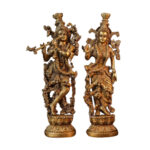 TAAJOO Brass Pair of Radha Krishna Brass Radha Krishna Kishan Murti Idol Statue
