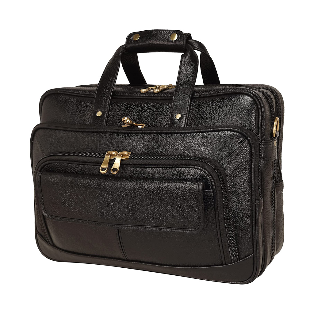 Leather Laptop Bags For Men Office Use With Expandable Size