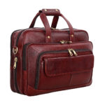Brown Color Leather Laptop Bags For Men With Expandable Size