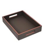 Leather Rectangle Serving Tray Set for Dining Table
