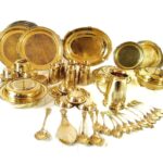 Brass Royal Luxury Dinner Set , Mughlai Style ,Embroidery -Etching Designs, Best of Your Home , Set of 51 Pieces, Engraved Flower Design