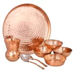 Pure Copper Thali Set of 8 pcs Mughal Design