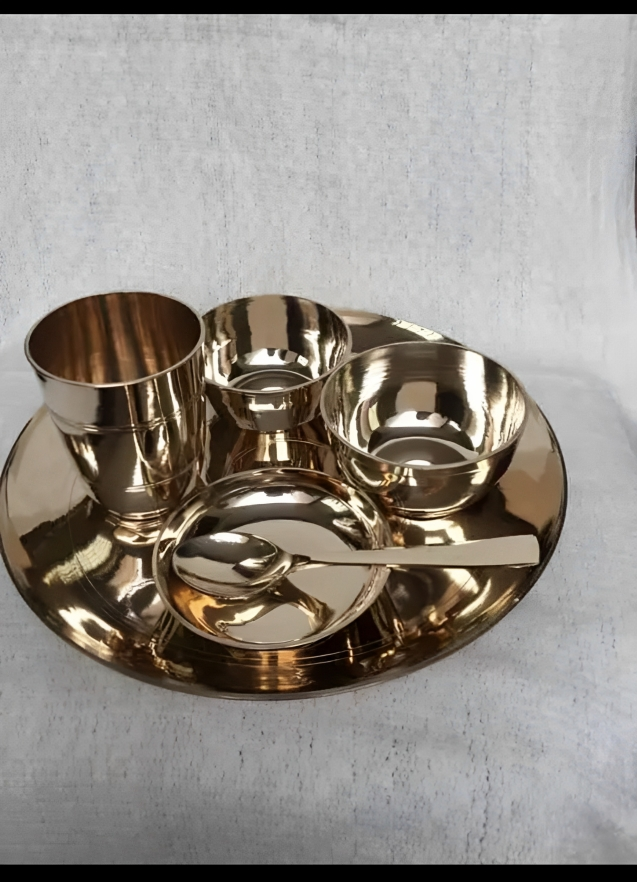 Bronze Dinner Thali Set For Home- 6 Pieces