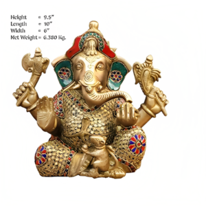 Ganesha statue for home entrance multicolor 10 inches