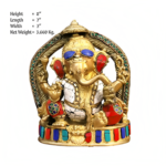 Brass Sitting Lord Ganesha Statue Idol Ganpati Murti for Home Office Temple Puja Gift Item Showpiece Multi-color