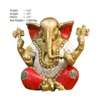 Brass Lord Ganesha With Stone Work Handicraft Idol