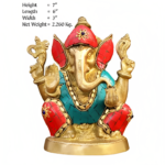 Multicolor Brass Ganesh Murti Idol Statue Sitting