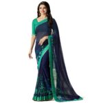 Women’s Pure Georgette Saree With Blouse Piece – Blue