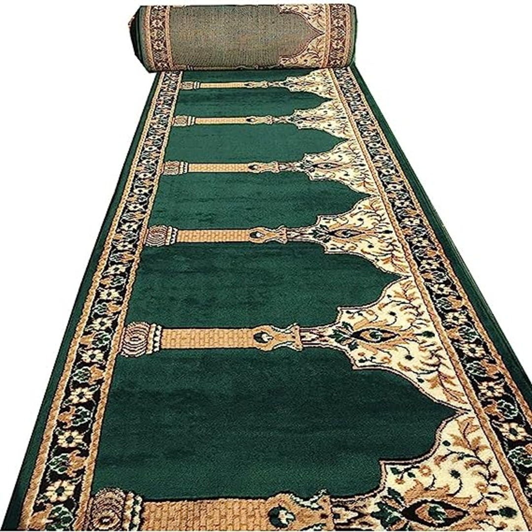 the floor Prayer Carpet Rolls (Dark Green, Acrylic, 4×20 Feet )
