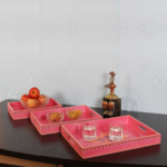 Wooden Pink Straight Multipurpose Tray For Home Decor