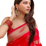 Women’s Kanjivaram Soft Silk Saree With Blouse Piece- Red Colour