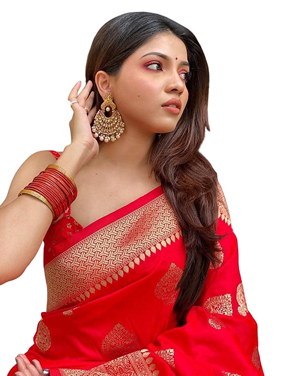Women’s Kanjivaram Soft Silk Saree With Blouse Piece- Red Colour