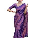 Women’s Kanjivaram Pure Zari Woven Soft Silk Saree With Blouse Piece