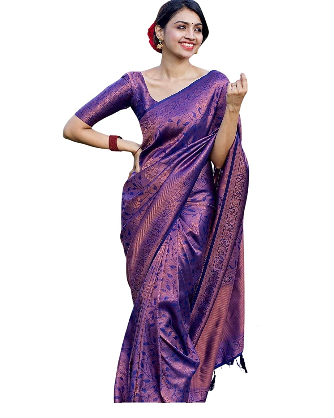 Women’s Kanjivaram Pure Zari Woven Soft Silk Saree With Blouse Piece