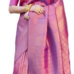 Womens Kanjivaram Banarasi Silk Saree With Blouse Piece