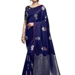 Womens Jacquard Banarasi Silk Printed Work Saree with Un-Stitched Blouse Piece