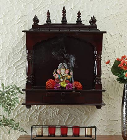 Wall Hanging Brown Wood MDF Temple Without Door