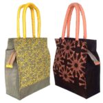 Daily Use Women Jute Lunch Bags(Combo of 2,Multicolour