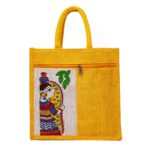 Jute Bag-Reusable Multipurpose Hand Bag with Zip & Handle for Men and Women