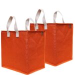 Jute Shopping Grocery Vegetable Bag with Reinforced Handles Bag with Zip (Orange)-Combo of 2