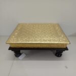 Brass Fitted Wooden Chowki For Multipurpose Use