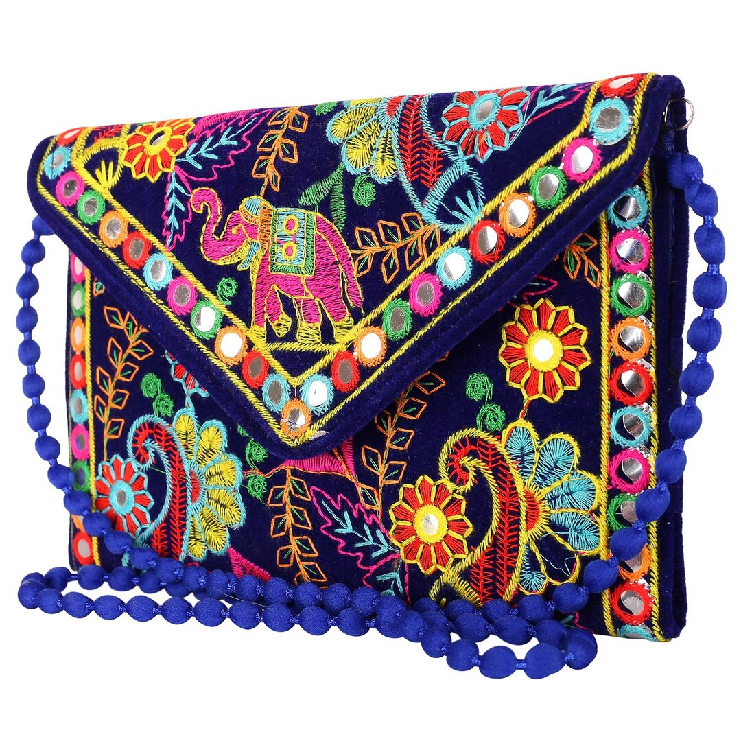 Rajasthani Traditional Mirror Work Art Hand Bag 113 in Jaipur, India from  Little India
