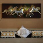 Metal 7 Horse On Panel Big For Wall And Home Decor