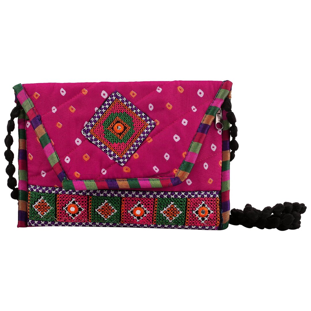 Handmade Cotton Ethnic Rajasthani  Bags Clutch with Handle Purses For Girls