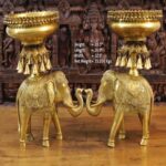 Brass Elephant Urli (Auspicious Gaja ) With Bell for Home Decor