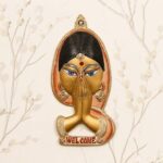 Colorful Metal Welcome Namaste Lady Door Metal Wall Hanging Decorative Showpiece for Home