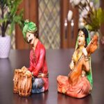 Polyresin and Marble Dust Rajasthani Couple Cultural Statue Showpiece for Home Decor Living room