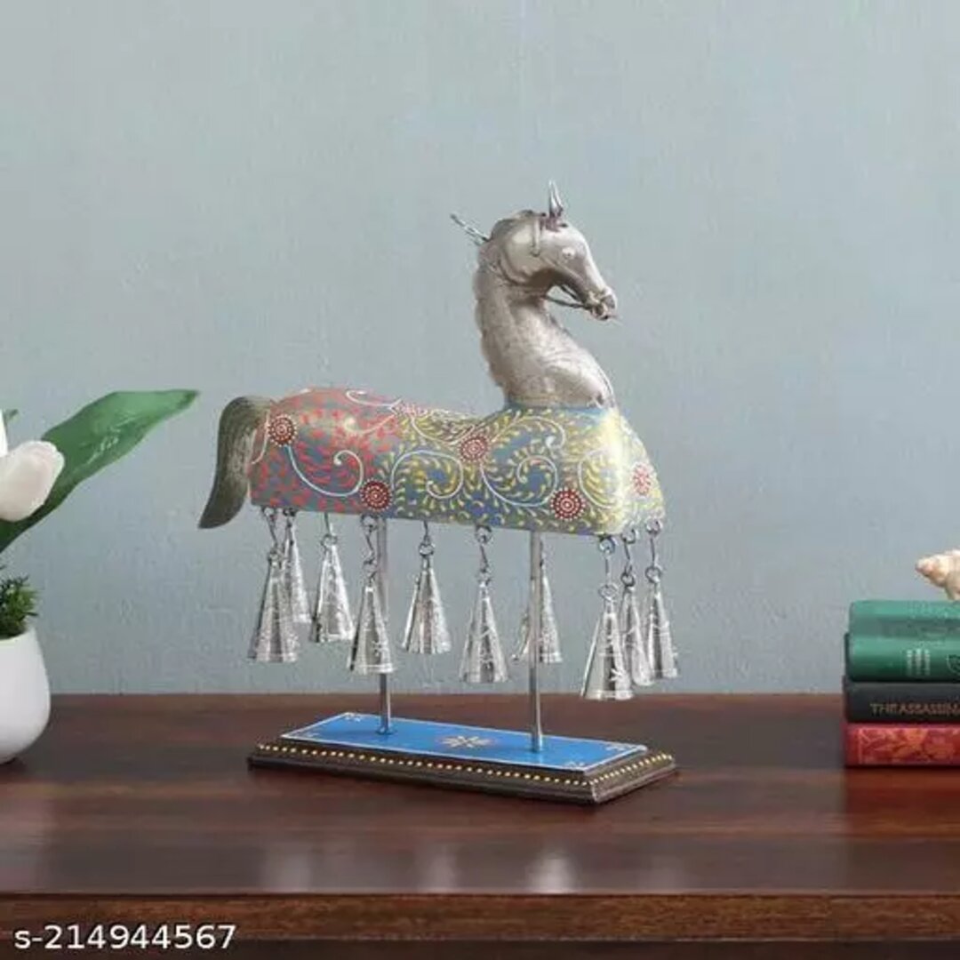 Horse With Metal Decor And Wood For Decoration (color and design may change)