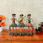3 Cap Lady On Stand Sitting With Musical Instruments Made With Iron