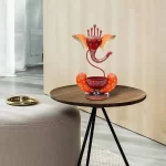 Orange Ganesha T- Light Candle Stand Iron Table Decor