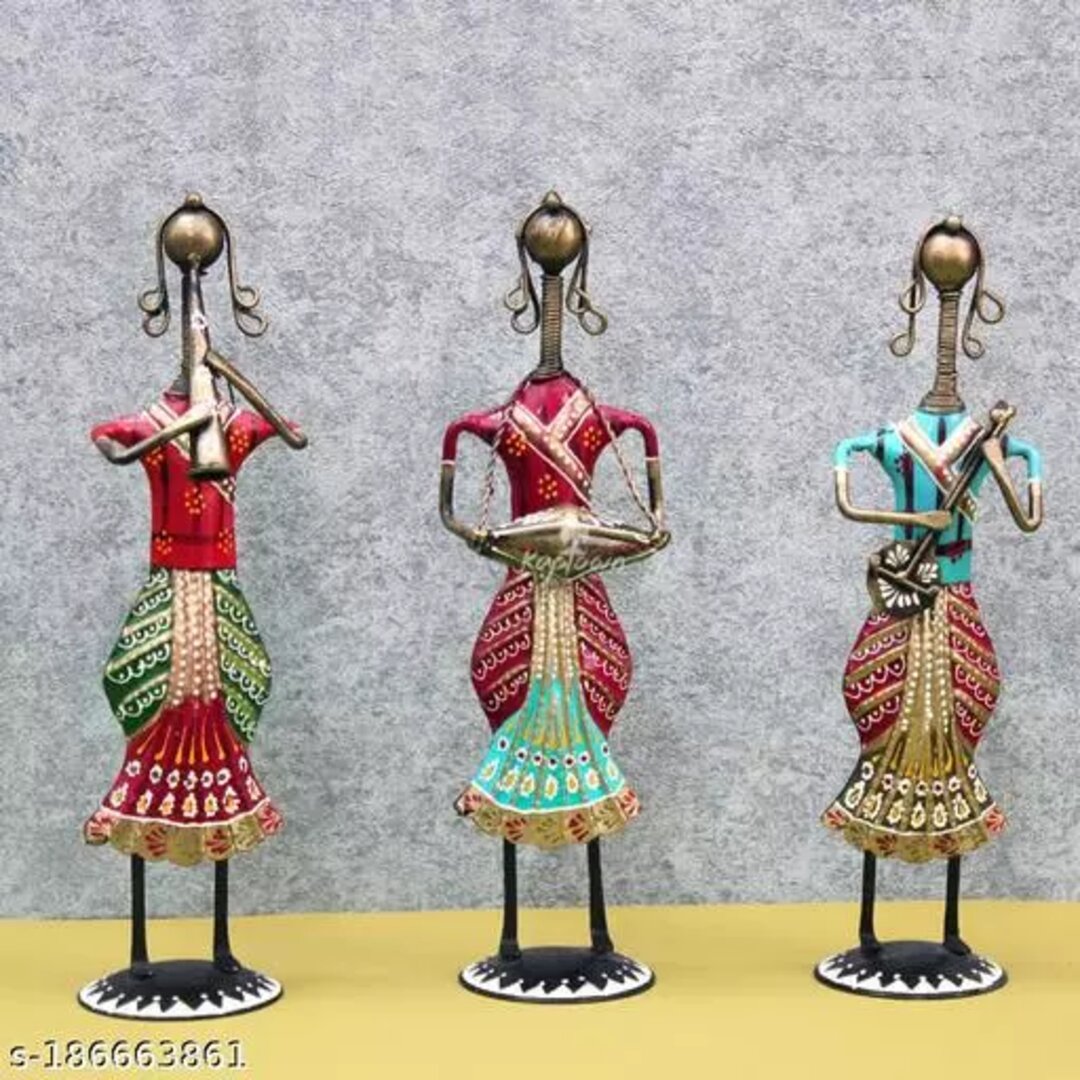 Sardar Lady Musician Set Of 3 Made With Iron For Table Decor