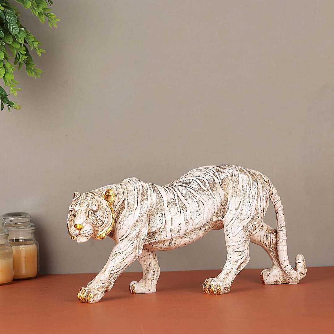 Resin Tiger Decorative Figurine Showpiece Golden Standard