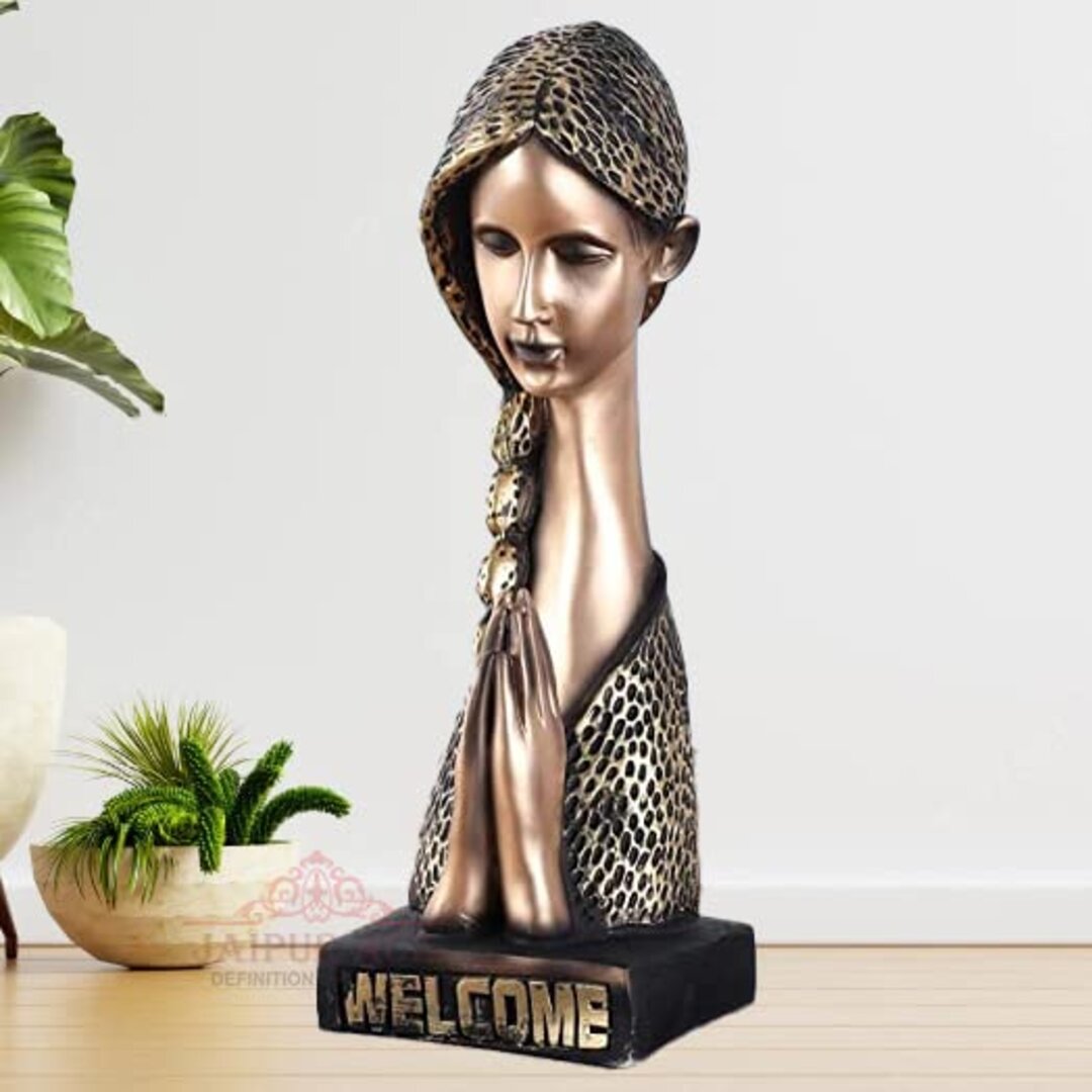 Welcome Lady Statue Sculptures Showpieces Creative Abstract Design Art Figurine for Home Living
