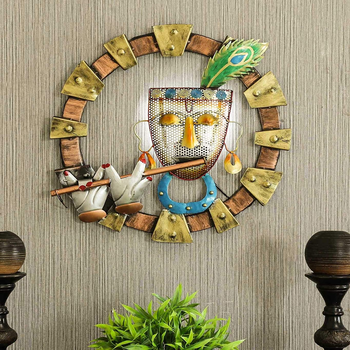 Iron Krishna Frame For Home And Wall Decor