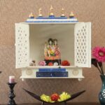 MDF Wall Mounted Temple In White & Blue Colour